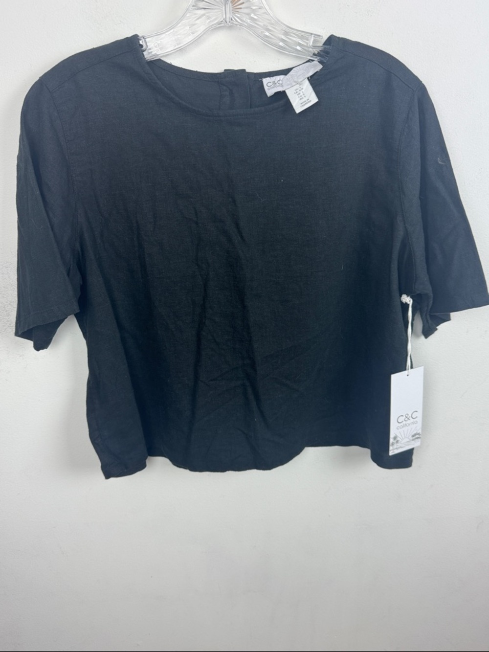 C&C California Black Cropped Crewneck Top